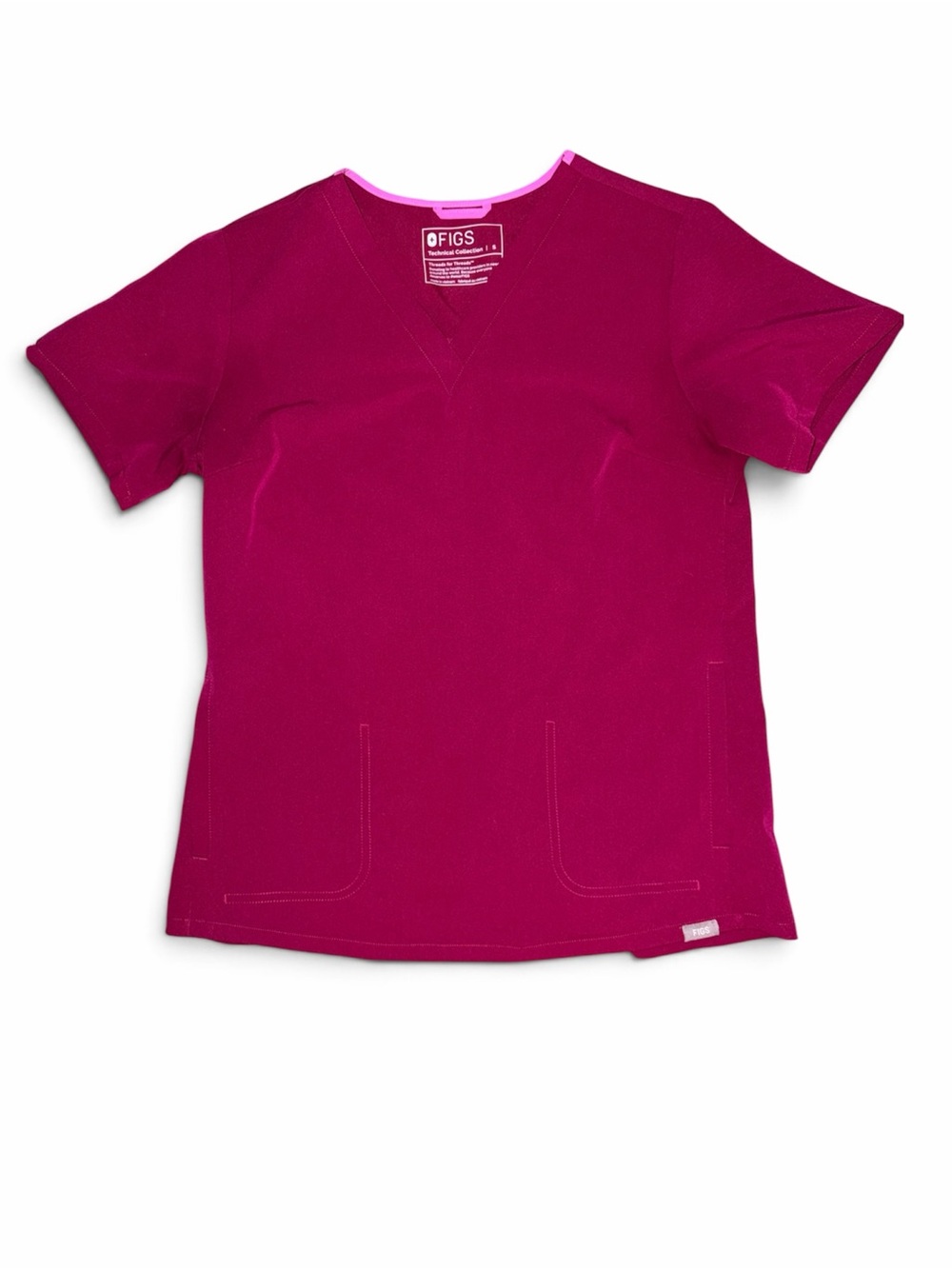 Figs Women's Short Sleeve Scrub Top in Berry